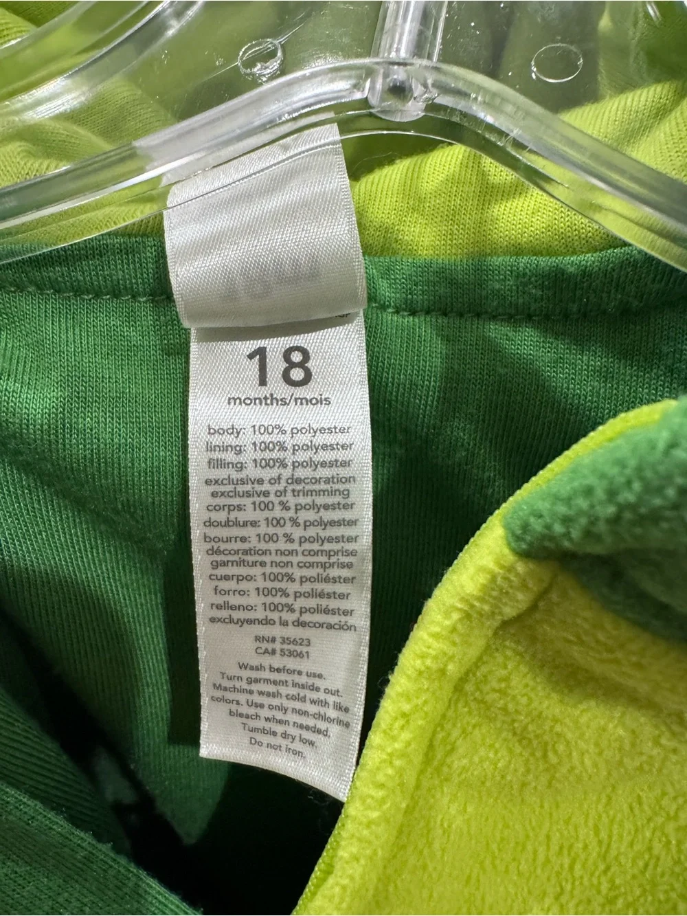 Carter's Green Avocado baby costume